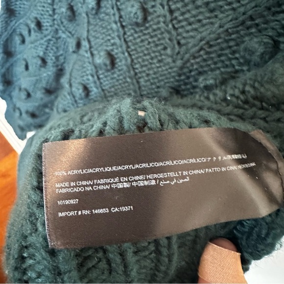 Anthropologie C/MEO Collective Pom Pom Trims Evergreen Women’s Knit Sweater L - Picture 7 of 13